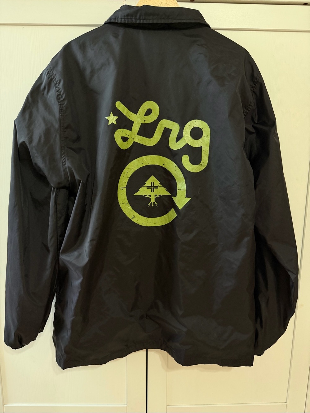 LRG Lifted Research Group Windbreaker Men's Coach Jacket Snap Buttons Black L